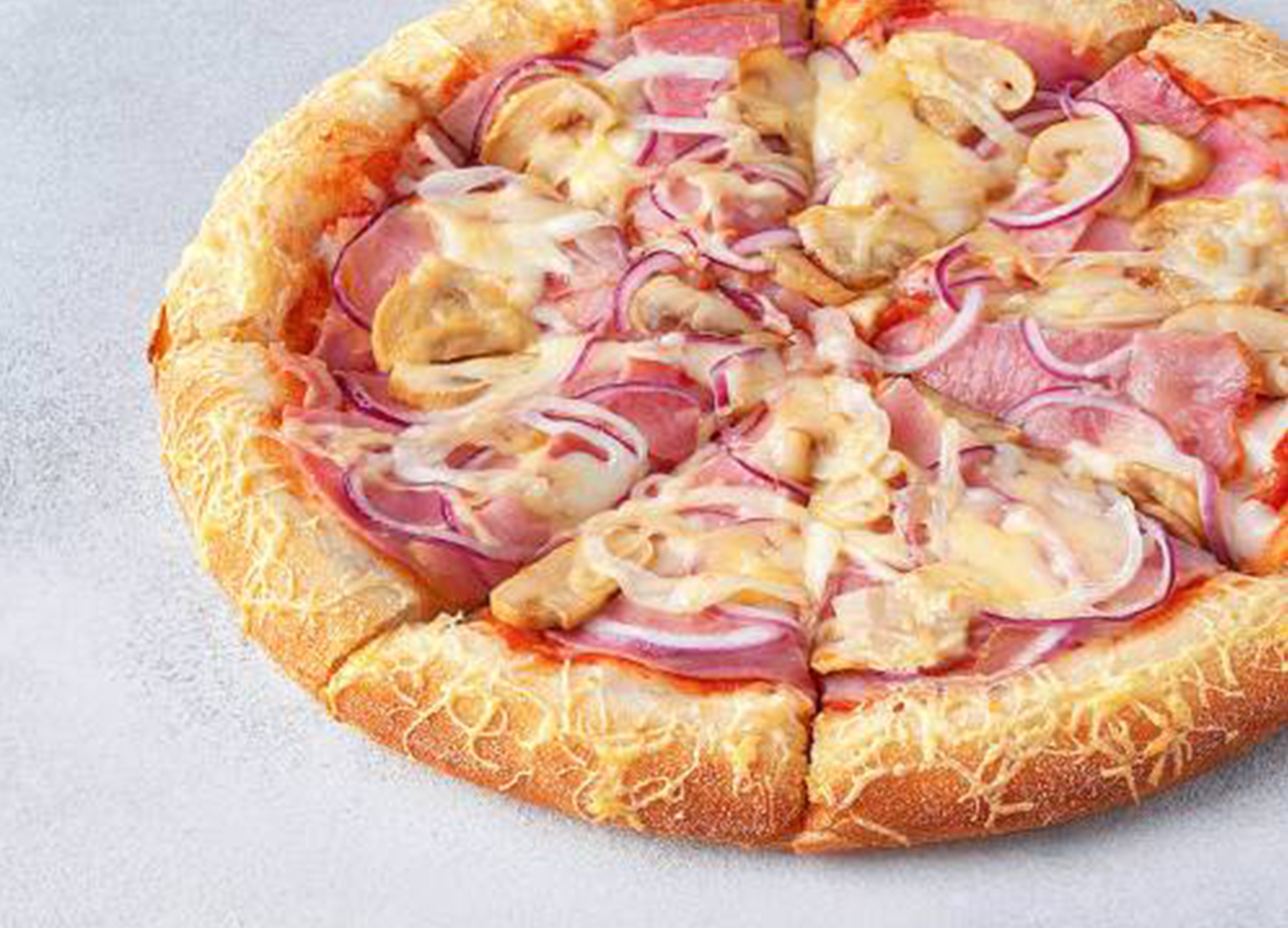 Пицца Деревенская 25 см на толстом с сыром