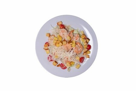 Салат Цезарь с тигровыми креветками