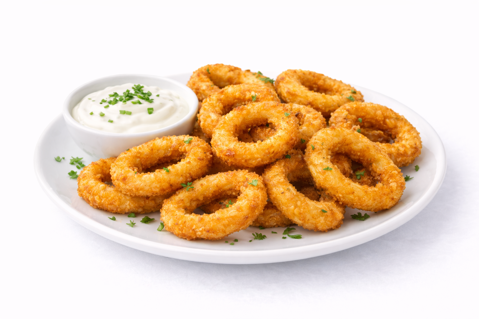 Луковые кольца с чес. соусом