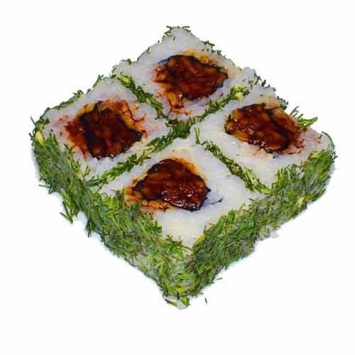 Постный ролл с овощами соусом терияки