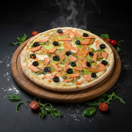 Пицца Цезарь с лососем