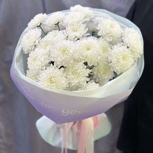 Букет из белоснежных хризантем (б1942)