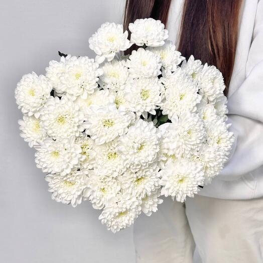 Букет из кустовой хризантемы под ленту