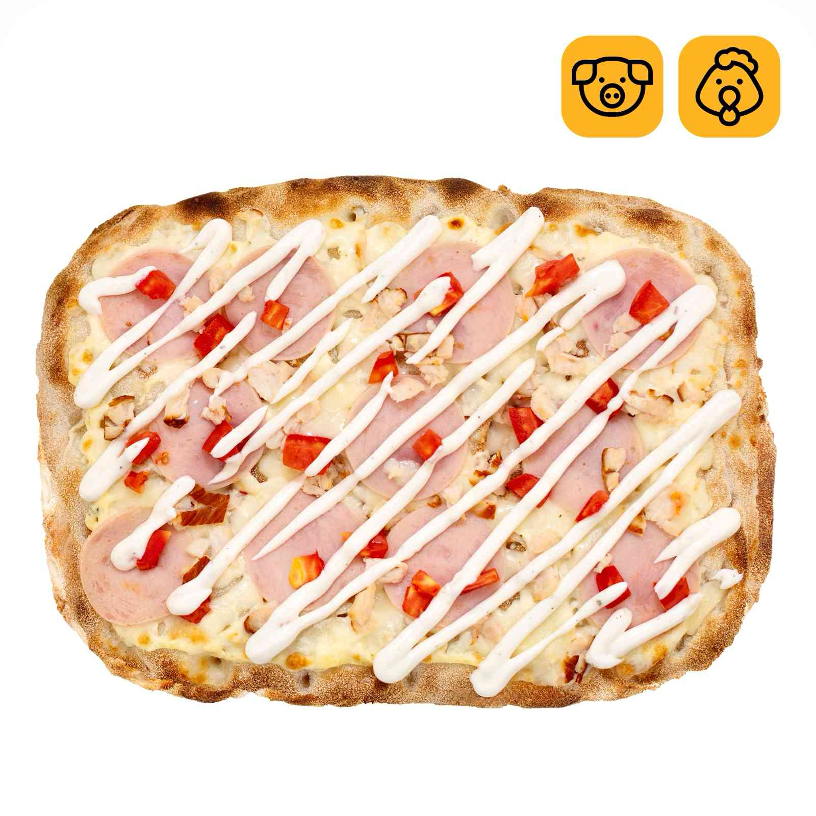 Римская пицца "Цыплёнок с ветчиной"