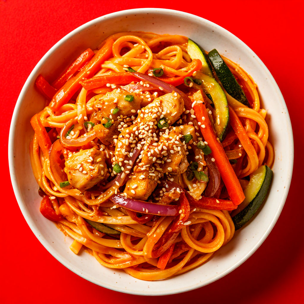 Удон с курицей терияки