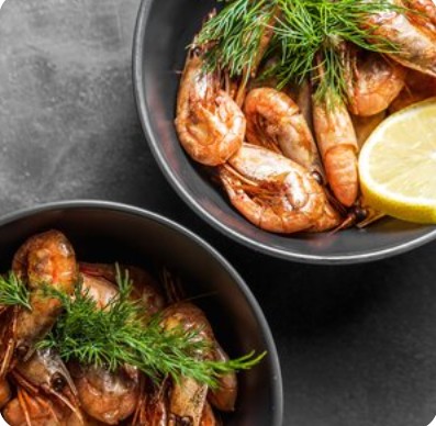 Магаданские креветки в чесночном соусе