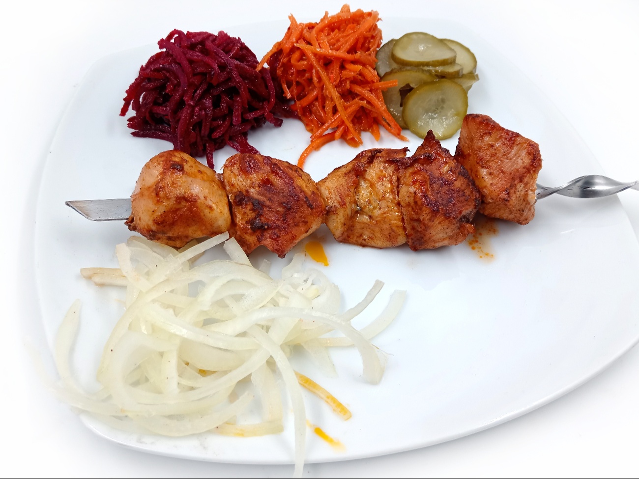 Шашлык куриный с маринованными овощами