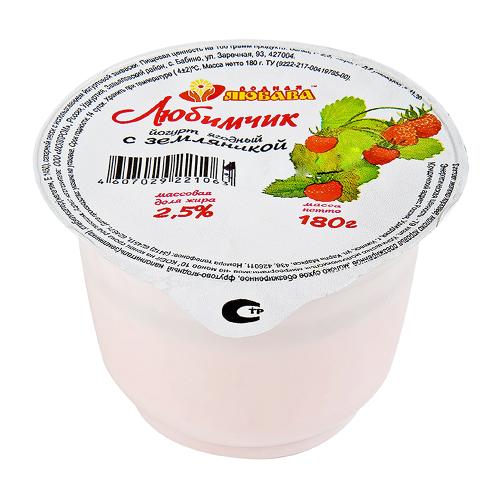 Йогурт Любимчик Земляника 2.5% 180г