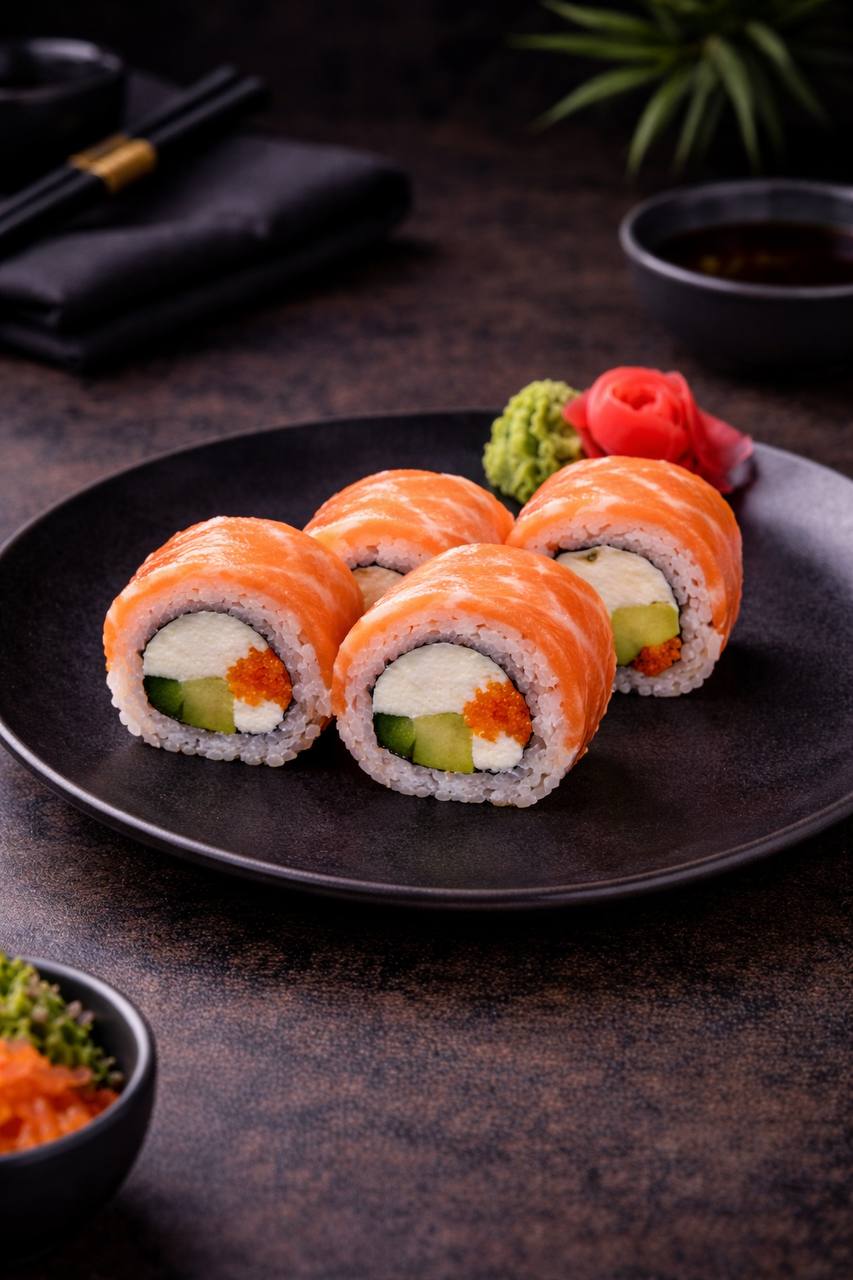 Сливочный ролл с лососем 4 кус.