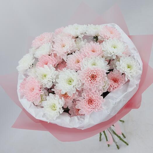 Зефирное облако из 9 кустовых хризантем