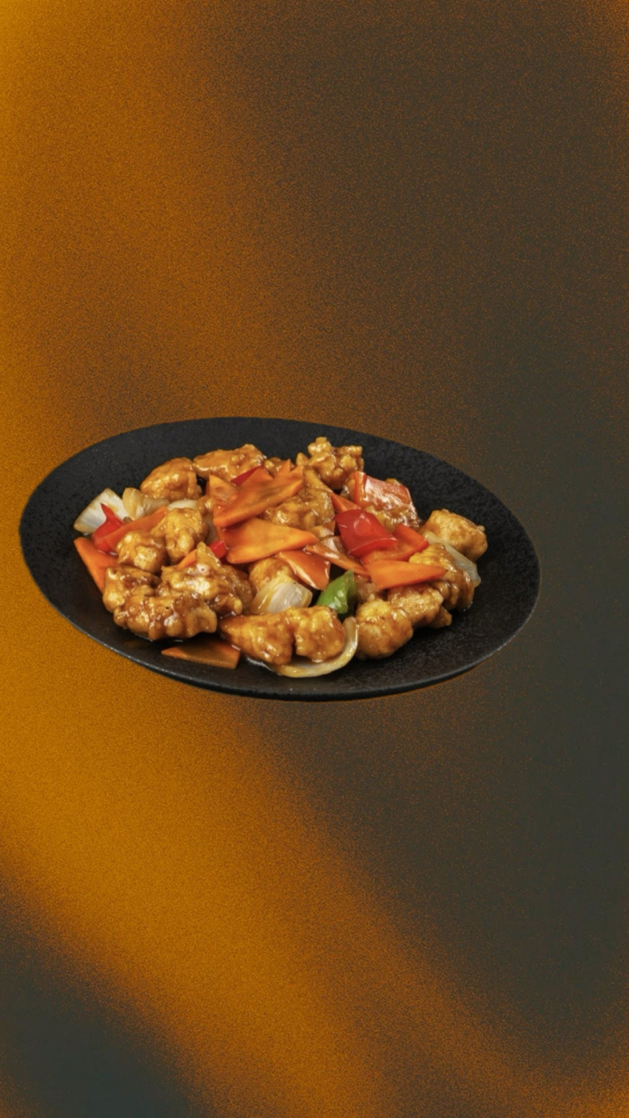 Жареное мясо в крахмале с баклажанами