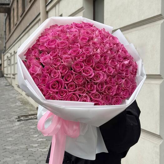 101 розовая Роза белая упаковка