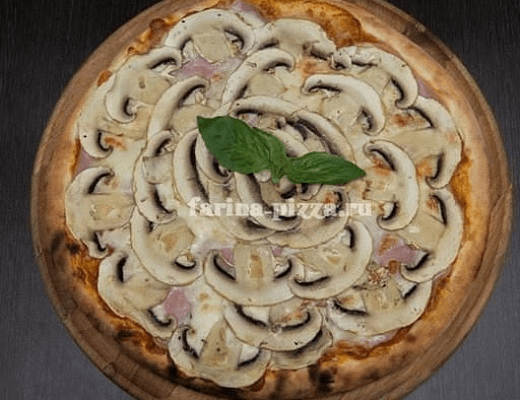 Пицца с ветчиной и грибами маленькая
