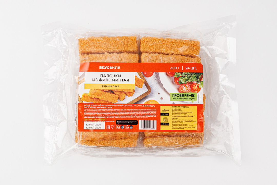 Палочки из филе минтая в панировке зам., 600 г(Продукт замороженный)