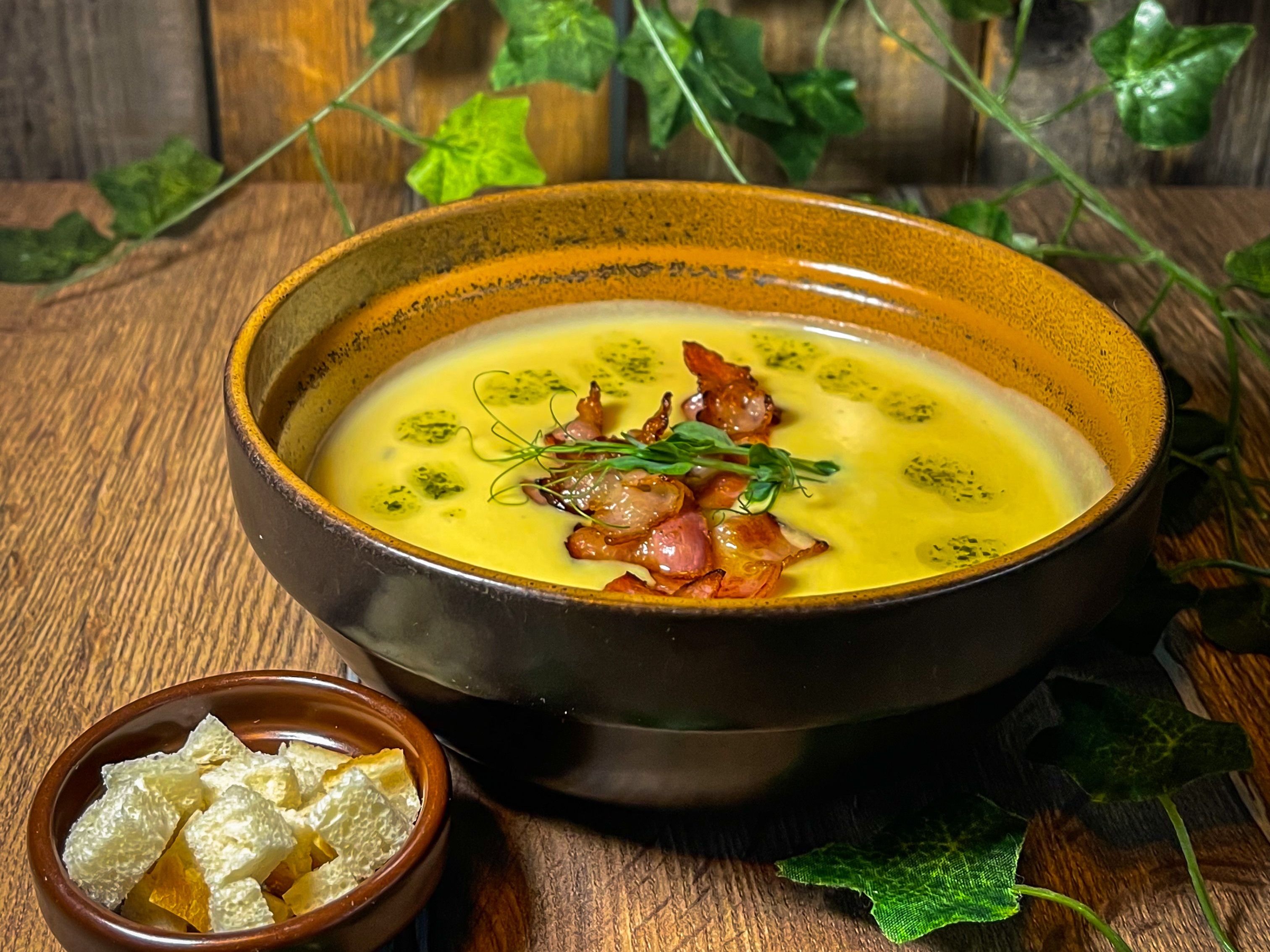 Сырный суп с беконом
