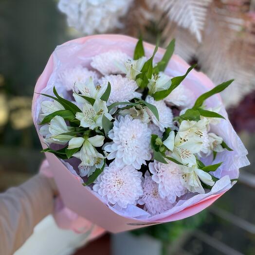 Дуо хризантема с альстромерией