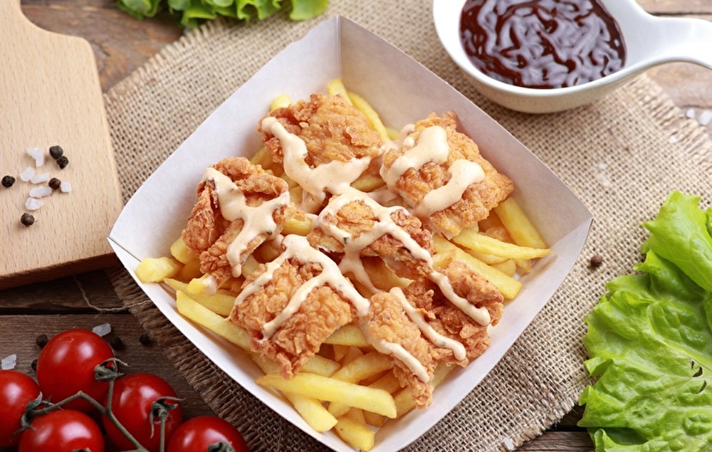 Картофель фри с хрустящей курочкой