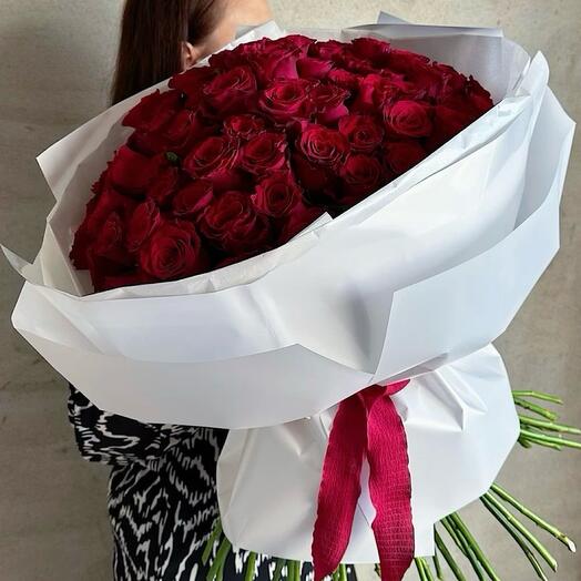 101 красная импортная роза