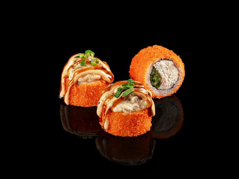 Запеченный с крабом и лососем 