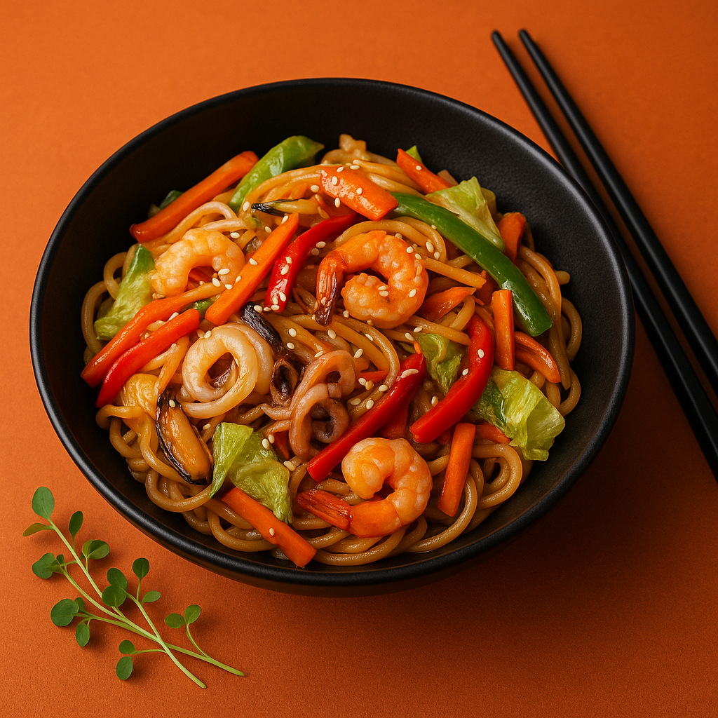 Wok c морепродуктами