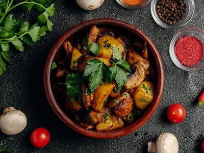 Жареный картофель с грибами