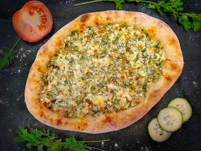 Лепешечка с творогом,сыром и зеленью