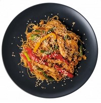 Фунчоза с овощами в слив.соусе с курицей