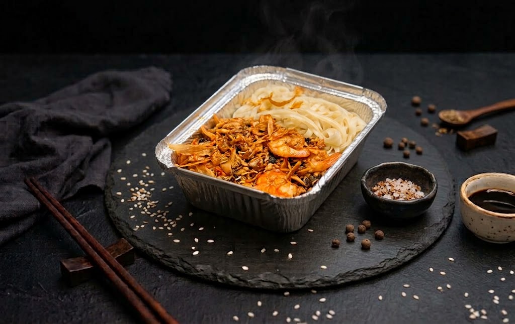 Wok с морепродуктами (пшеничная лапша)