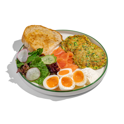 Большой завтрак Здрасте с форелью (соус творожный крем)