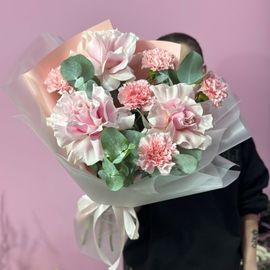 Дуо-букет роз с диантусами