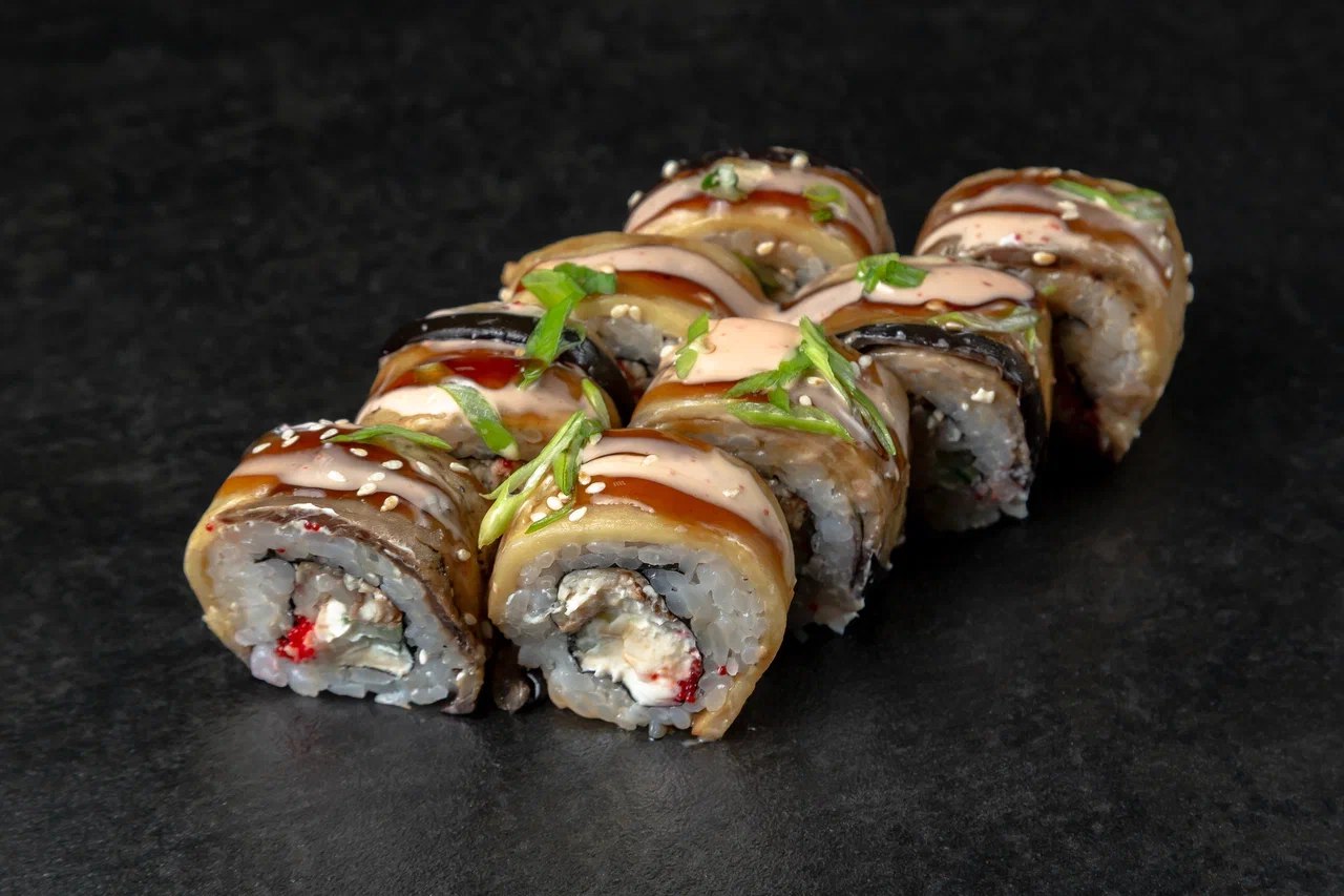 Абури с баклажаном и угрем