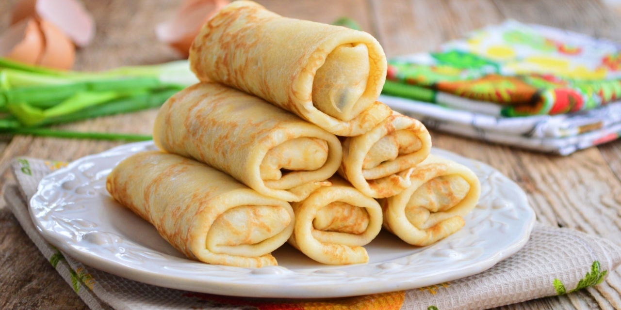 Блинчик с курицей и грибами 