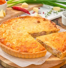 Киш с курицей, моцареллой и картофелем