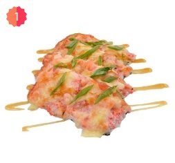 Суши пицца с креветками и кальмаром