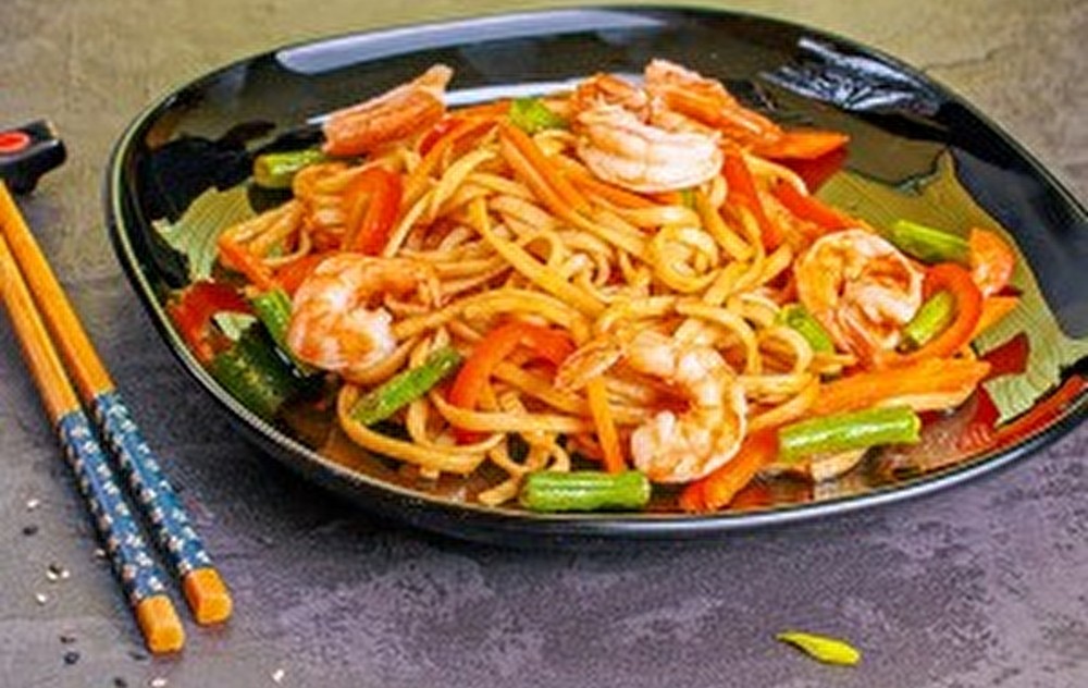 Удон с креветками