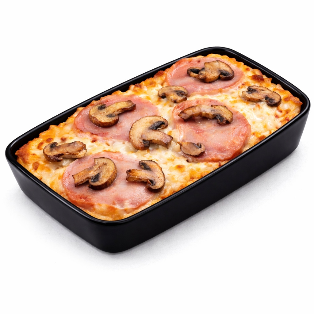 Картофель фри из печи с ветчиной и грибами