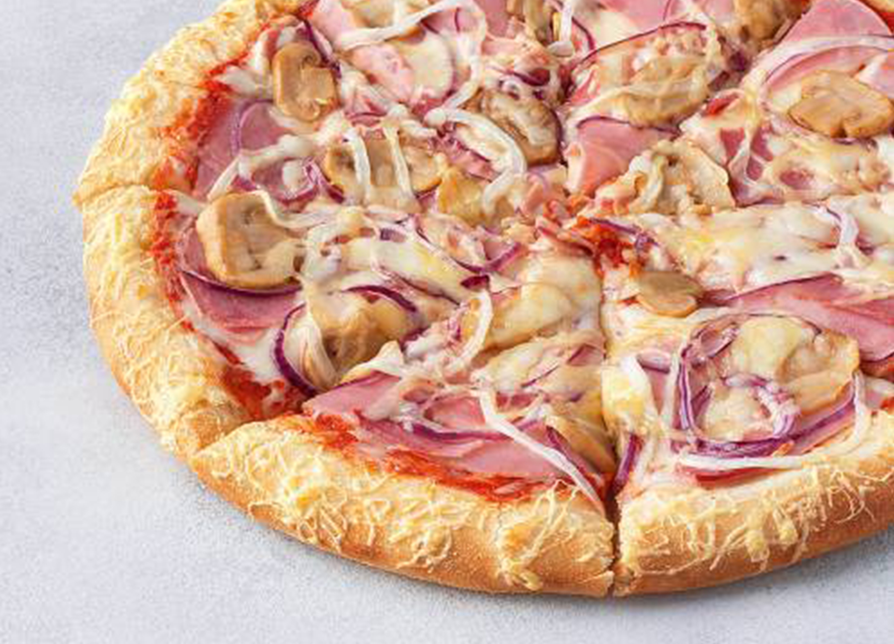 Пицца Деревенская 30 см на толстом с сыром