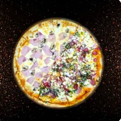 Пицца 50/50 Мясная и Грибная с ветчиной