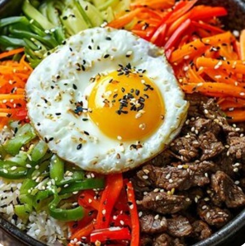 Пибимпаб с говядиной и овощами