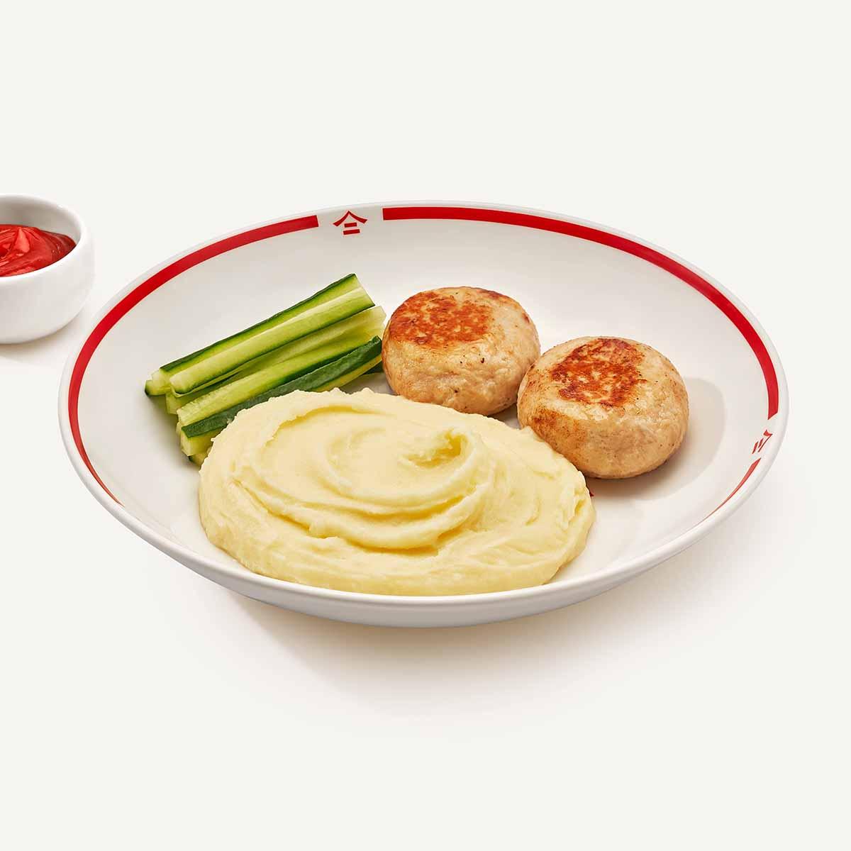 Куриные котлетки с пюрешкой