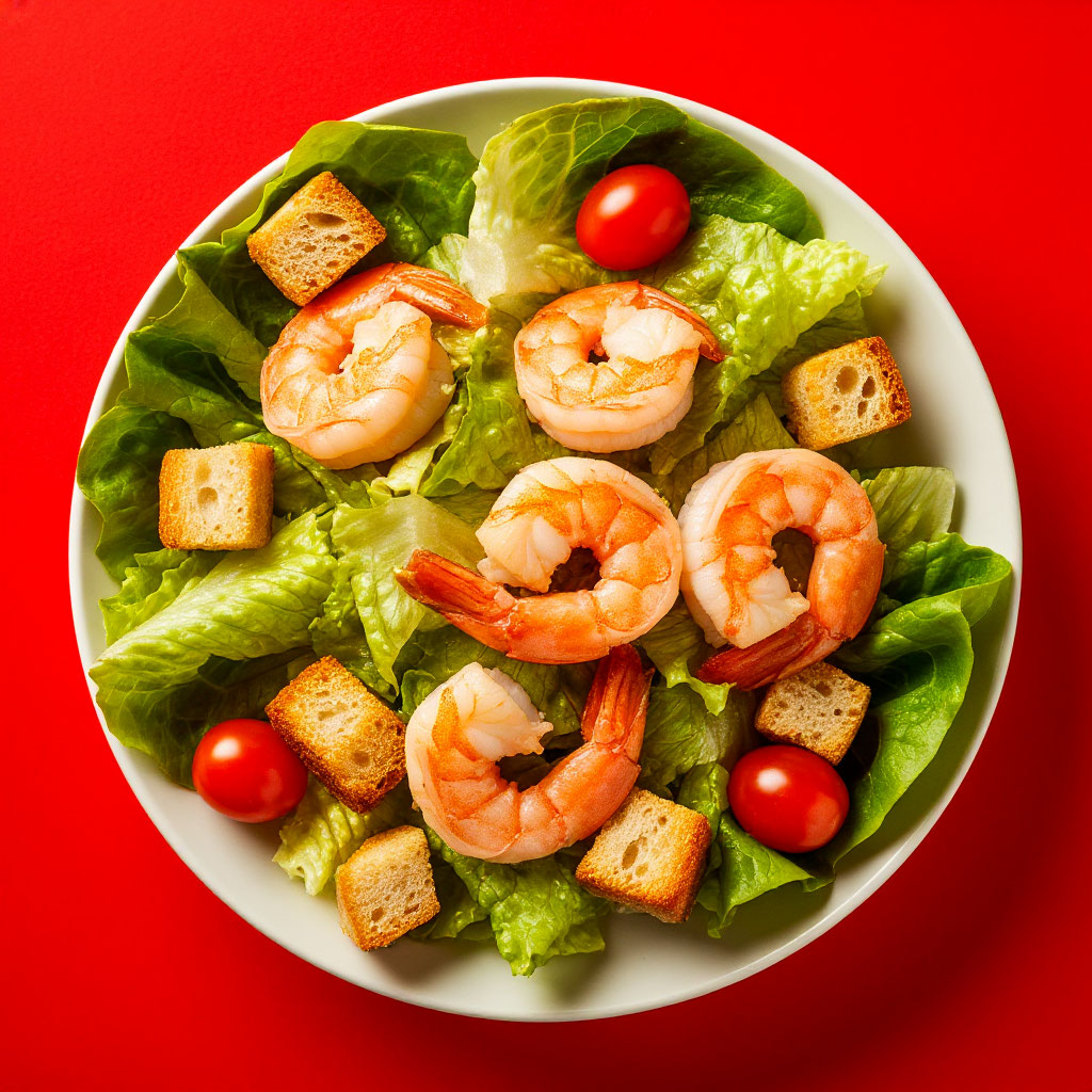 Салат Цезарь с креветками 