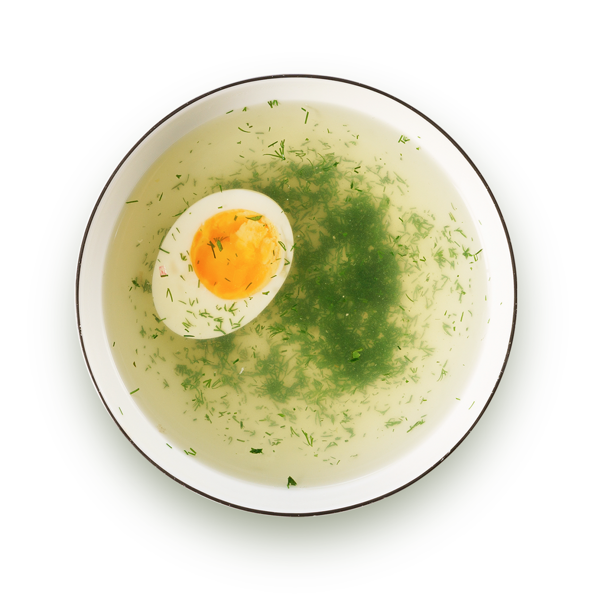 Куриный бульон с яйцом и гренками