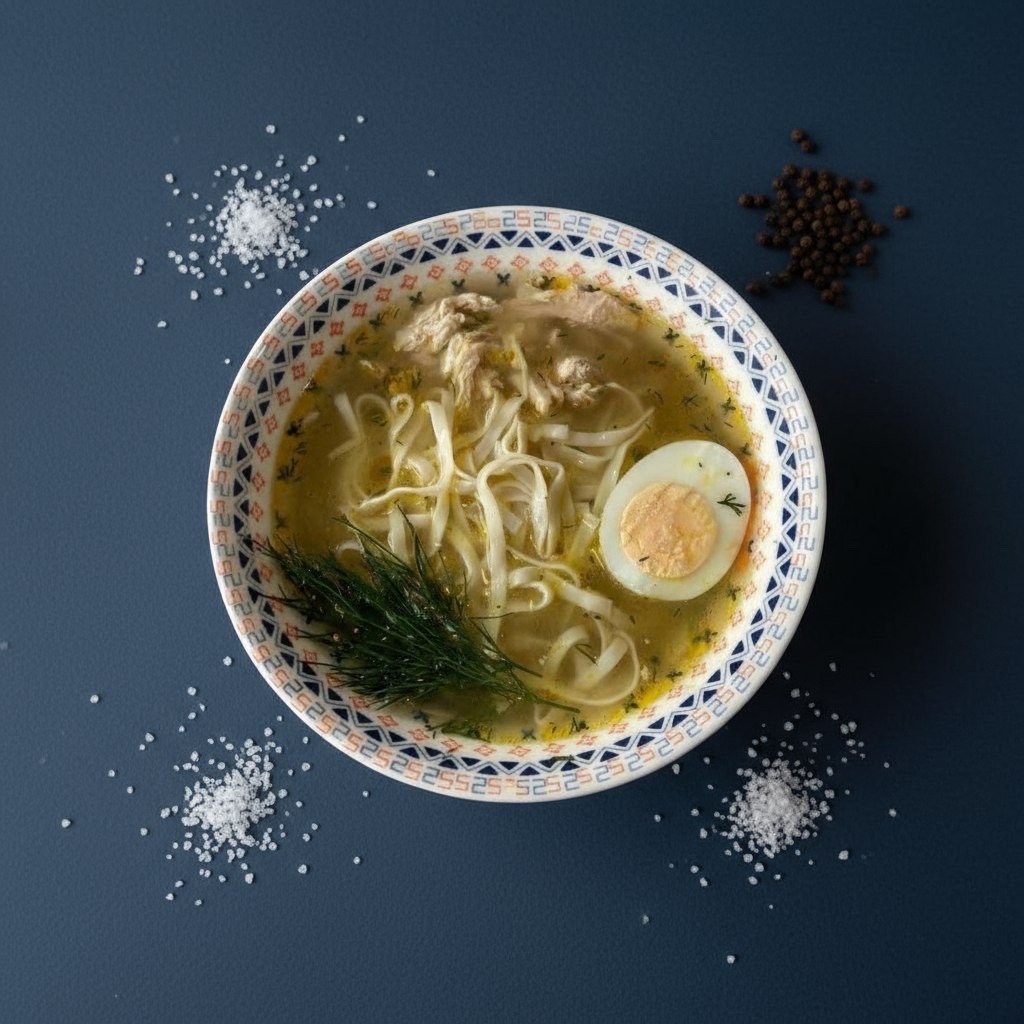 Куриная лапша с яйцом