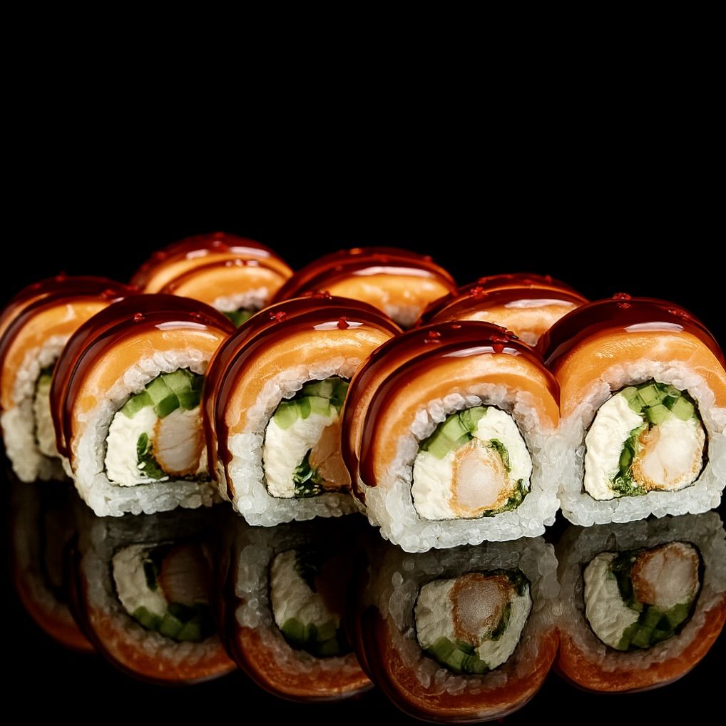 Запеченный ролл Филадельфия с креветкой