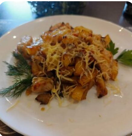Жереха с курицей и грибами
