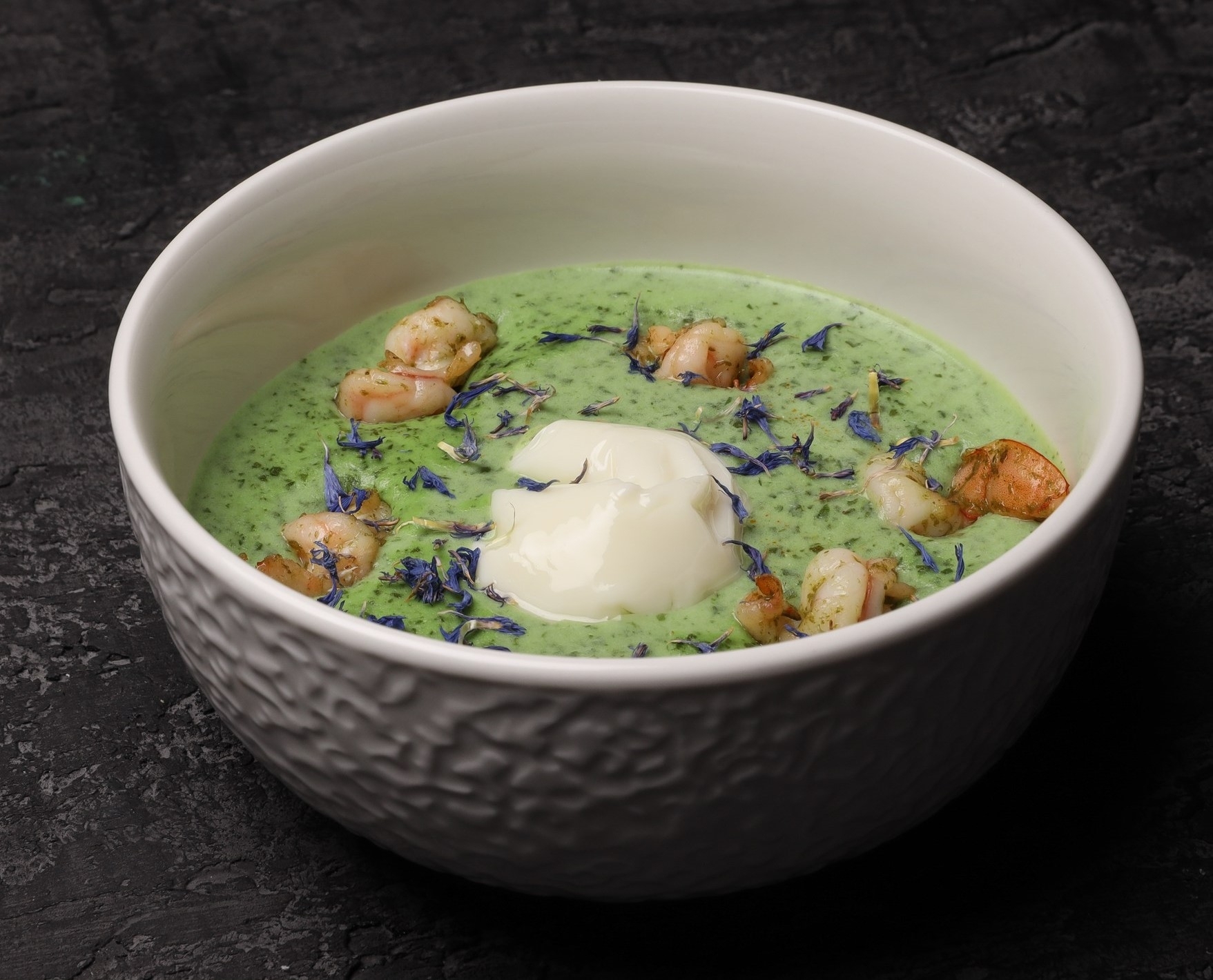 Крем-суп из шпината с креветками 350гр