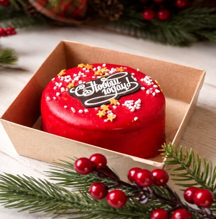 Бенто-торт брауни с карамелью (с Новым годом)