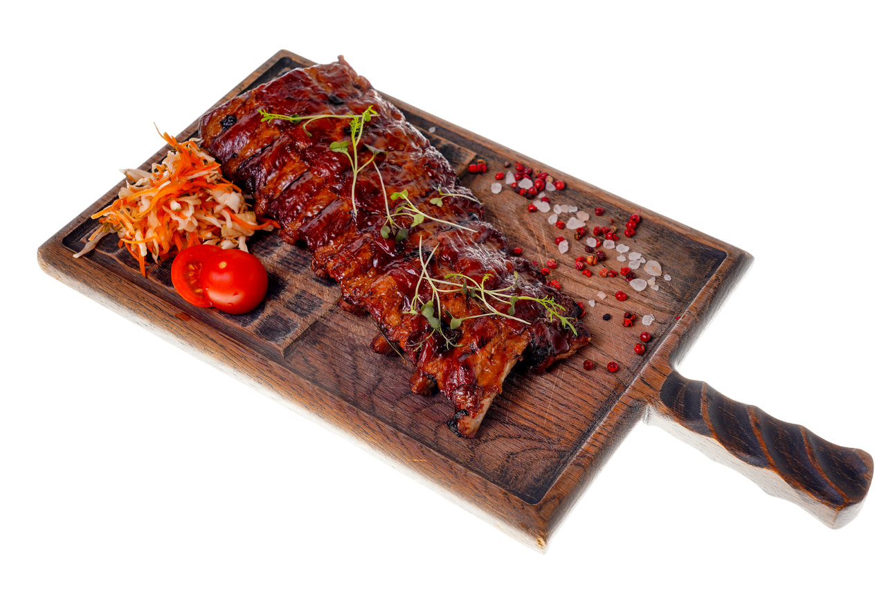 Томлёные свиные рёбра (в соусе терияки с салатом коул слоу)