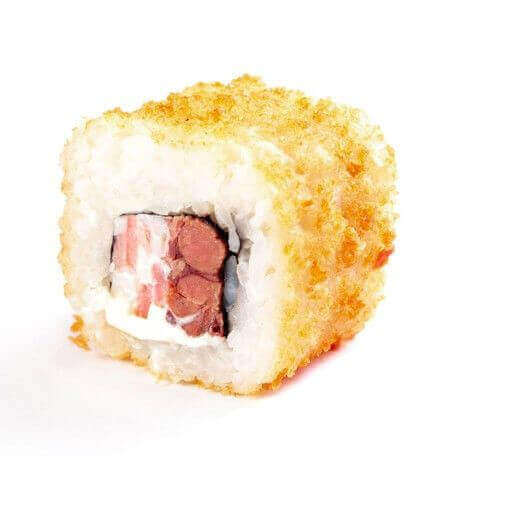 Ролл с говяжьим языком и беконом