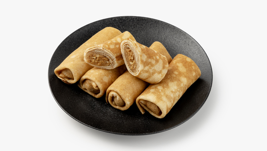 Большая порция блинов со сгущёнкой и арахисом (5 шт)